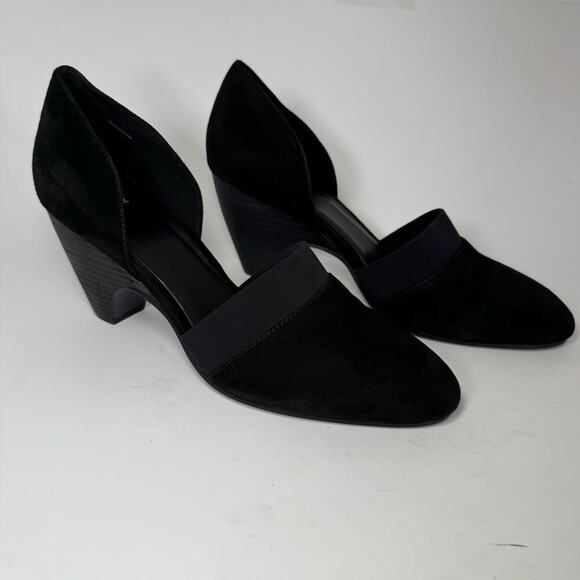 Eileen Fisher Bailey Suede Mesh Pumps Shoes Heels Black Women Size 11 - Picture 1 of 6